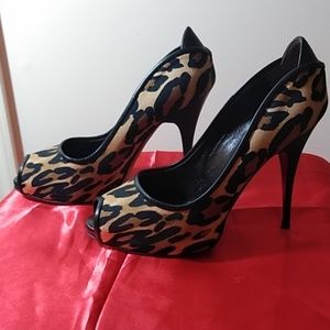 Giuseppe Zanotti leopard print open toe pumps